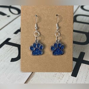 Blue Paw Print Earrings